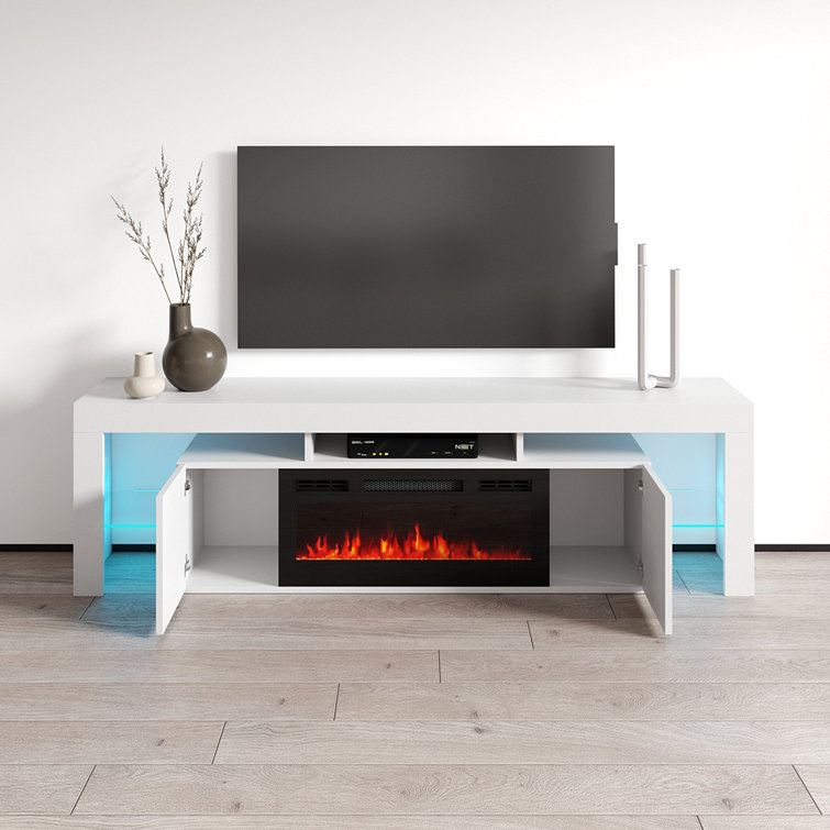 Wayfair white tv stand deals with fireplace